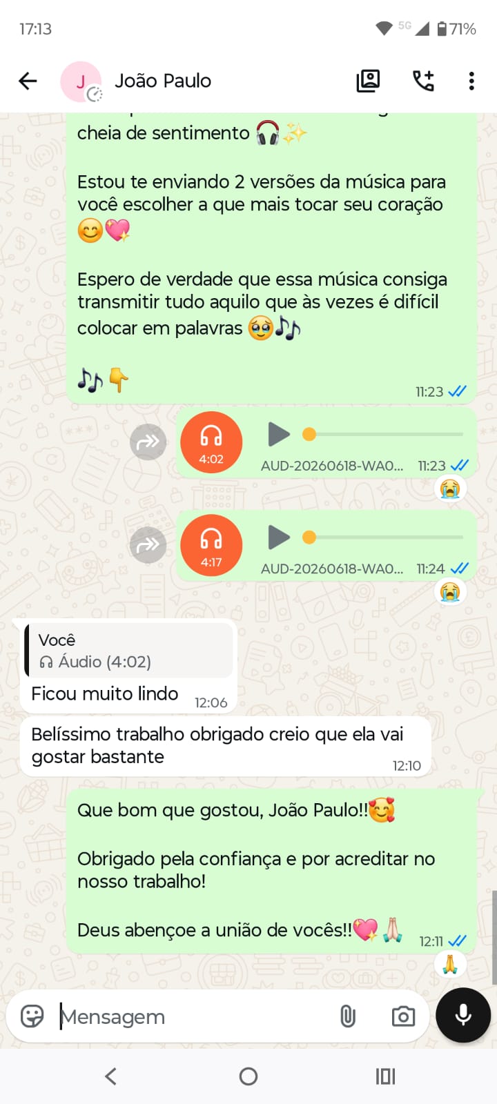 Conversa de agradecimento - João Paulo