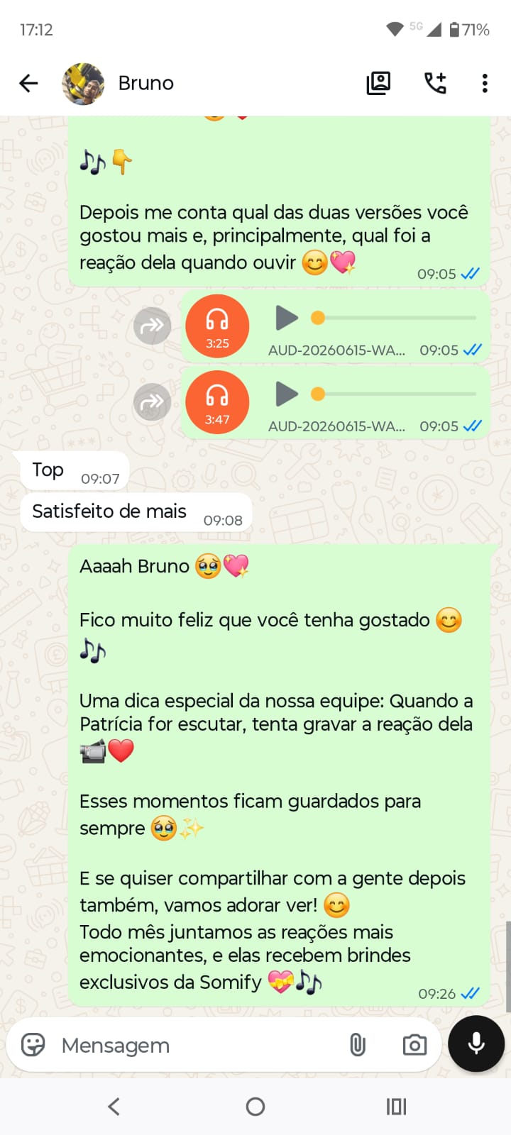 Conversa de agradecimento - Bruno