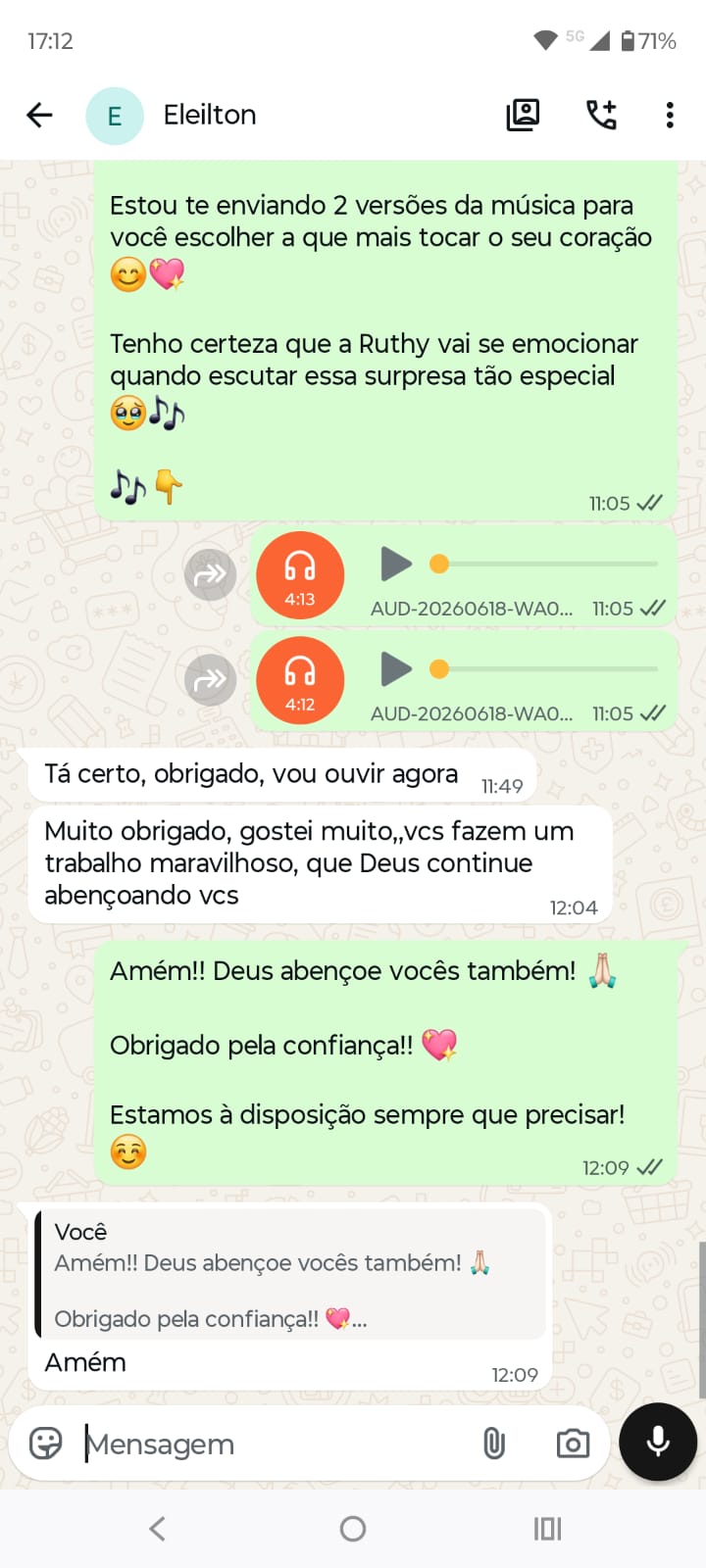 Conversa de agradecimento - Eleilton